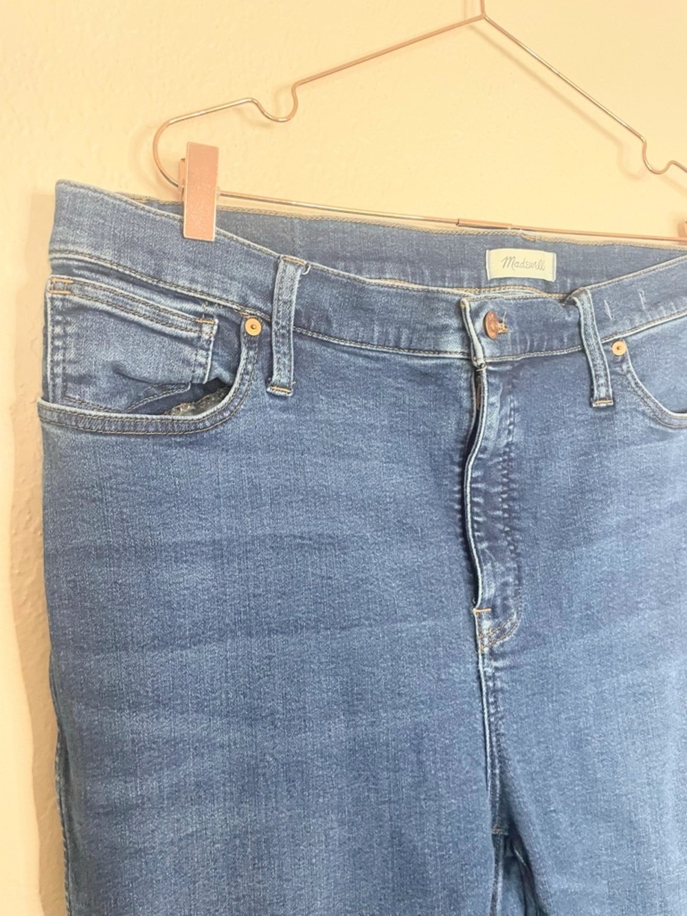 Madewell 10” High Rise Skinny Crop Jeans Raw Hem Blue Denim 35 - Picture 3 of 7